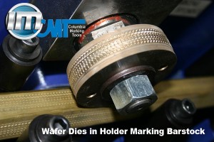 Wafer Dies in Holder Marking Barstock